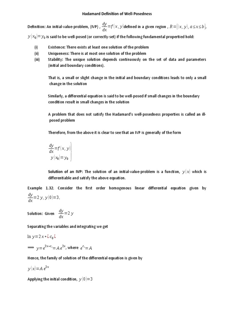 WellPosed Problems of An Ivp PDF Ordinary Differential Equation