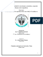 SUBJECT: Law Related To Investment, Securieties, Corporate Finance and Competition. Stock Market and Its Operation Base Case Study of A Indian Co