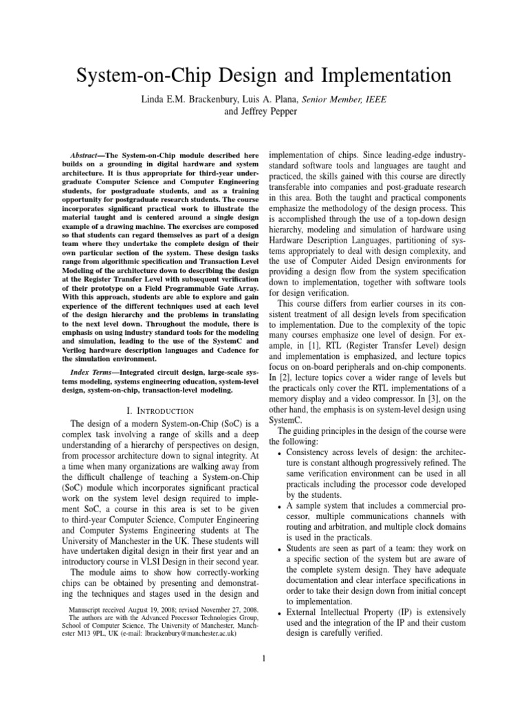 SoC Design Course Overview at UIUC | PDF | System On A Chip | Hardware ...