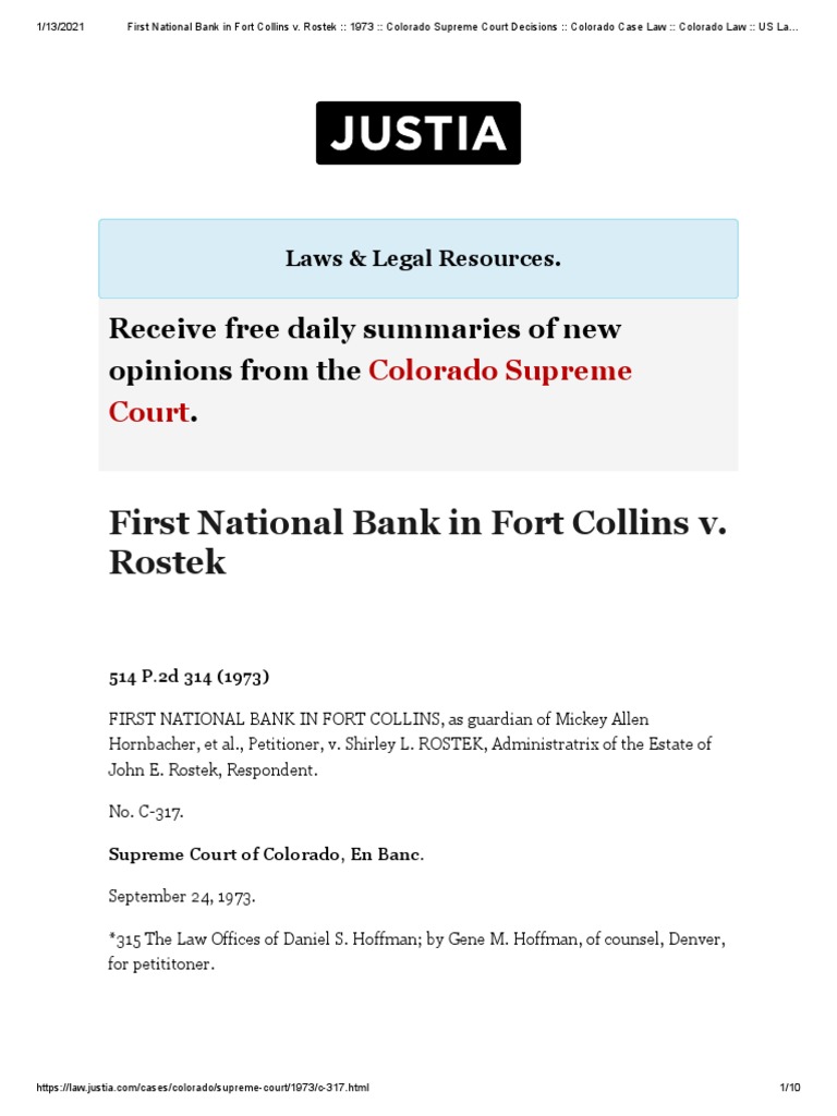 Colorado Supreme Court: Rostek Case | PDF | Choice Of Law | Precedent