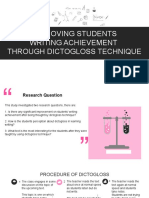 Improving Students Writing Achievement Through Dictogloss Technique