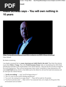 Klaus Schwab Says - You Will Own Nothing in 10 Years