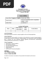 Course Syllabus Computer Graphics: in Addition To The Above, The Students Will Be Provided With Handouts by The Lecturer