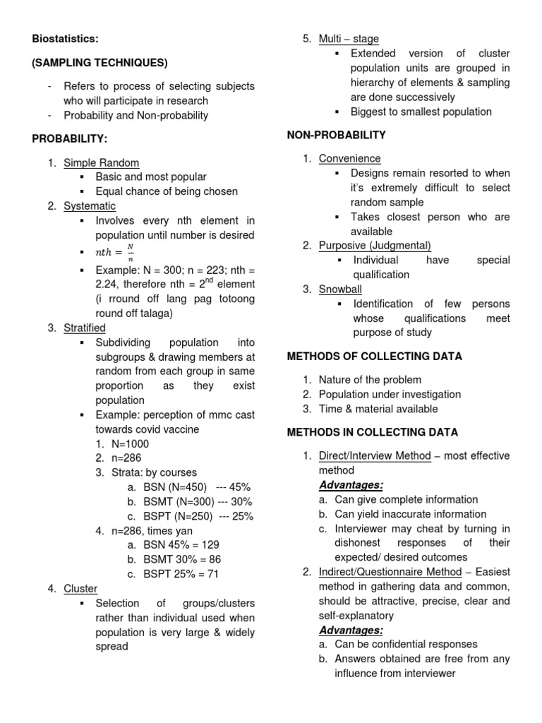 Biostatistics Sampling Techniques Explained | PDF | Sampling ...