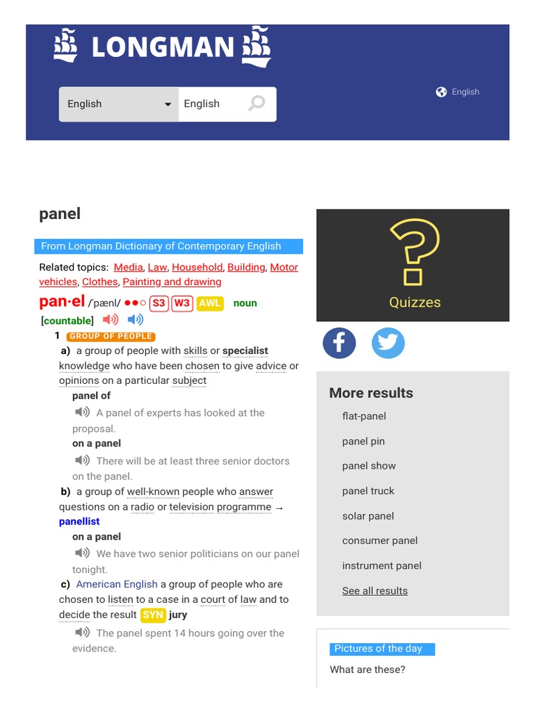 Panel Meaning of Panel in Longman Dictionary of | PDF | English Language