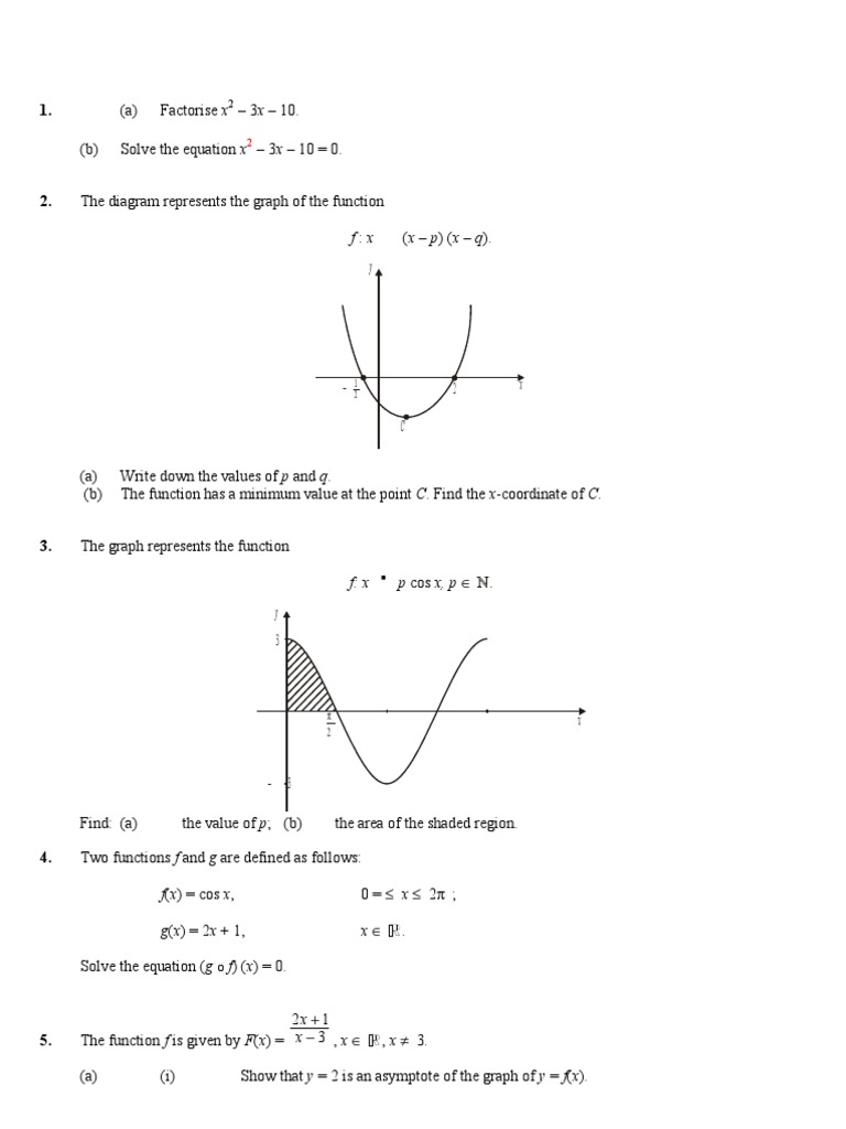 Math Ib Revision Functions Equations Asymptote Cartesian Coordinate System