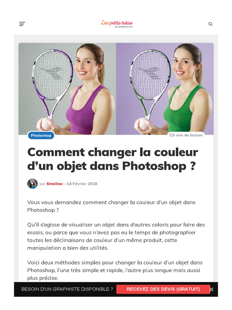 Photoshop] : Comment changer la couleur d'un objet en 1 min ? 