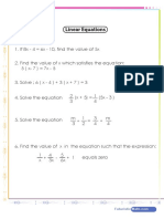 Linear Equations Worksheet
