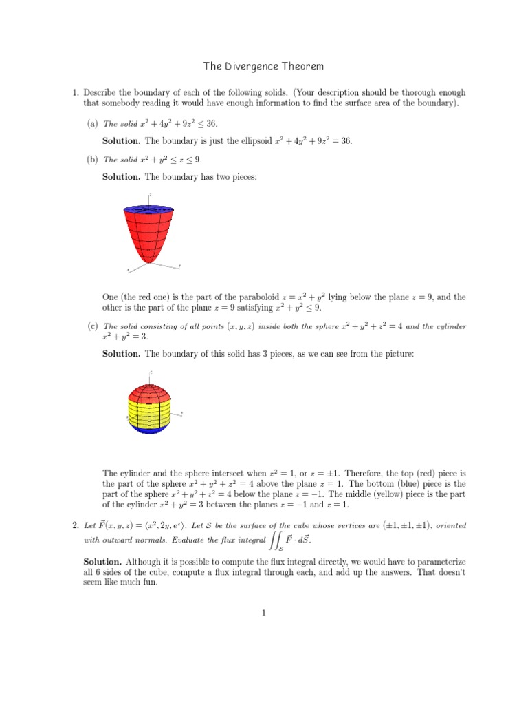 Divergence Theorem Problems & Solutions | PDF | Flux | Divergence