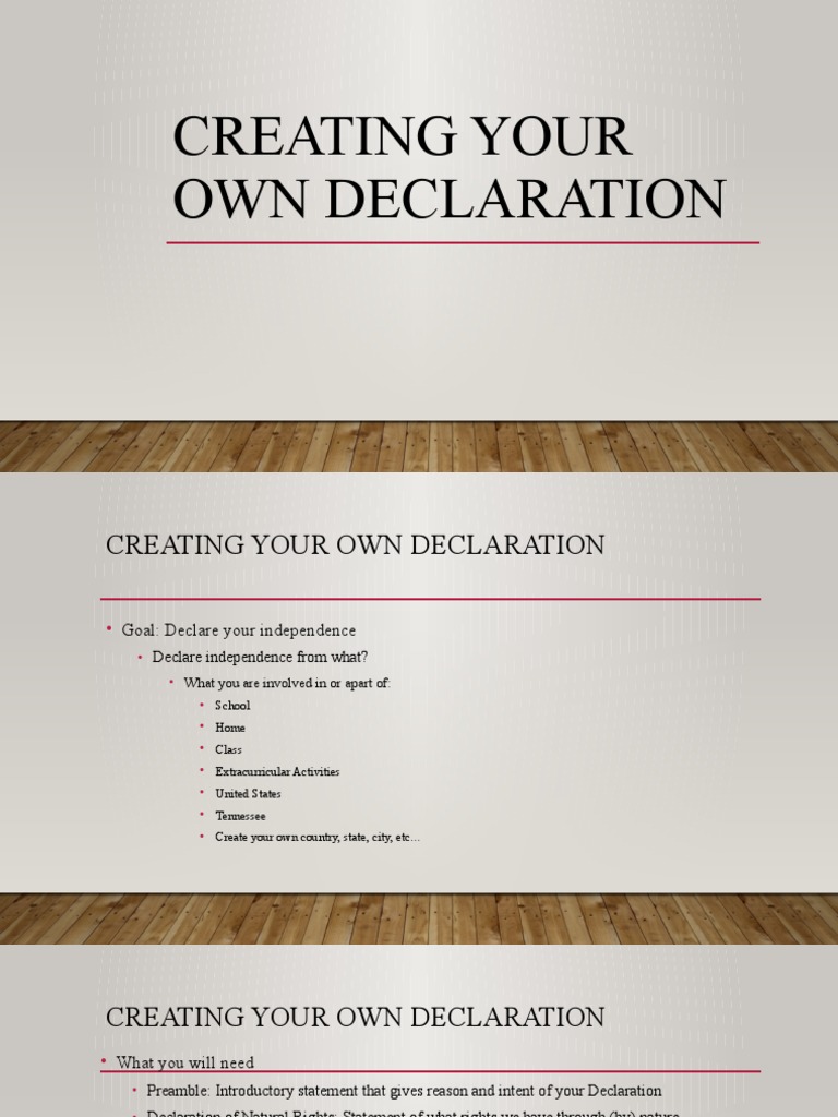 Creating Your Own Declaration | PDF