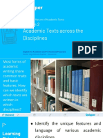 EAP 11 12 UNIT 1 LESSON 2 Academic Texts Across The Disciplines