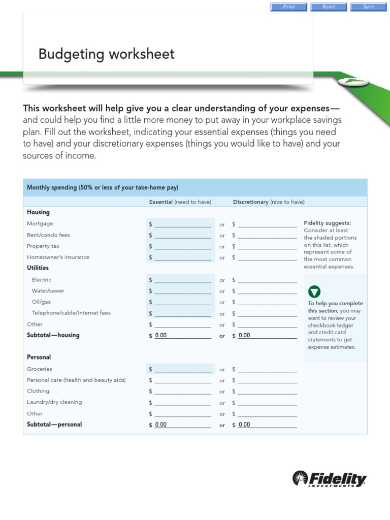 Budgeting Worksheet This Worksheet Will Help Give You A Clear