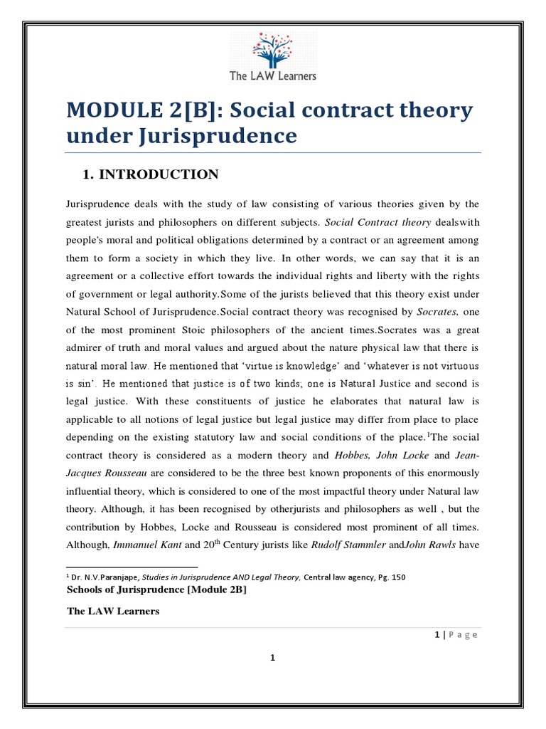 Module 2 (B) - Social Contract Theory | PDF | Social Contract ...
