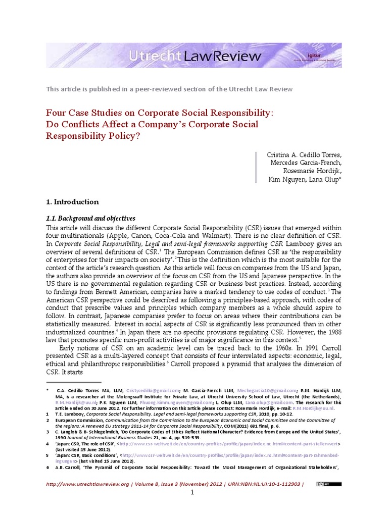 CSR Conflicts in Multinational Companies | PDF | Corporate Social ...