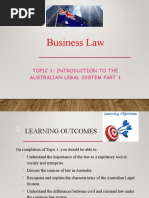 Business Law: Topic 1: Introduction To The Australian Legal System Part 1