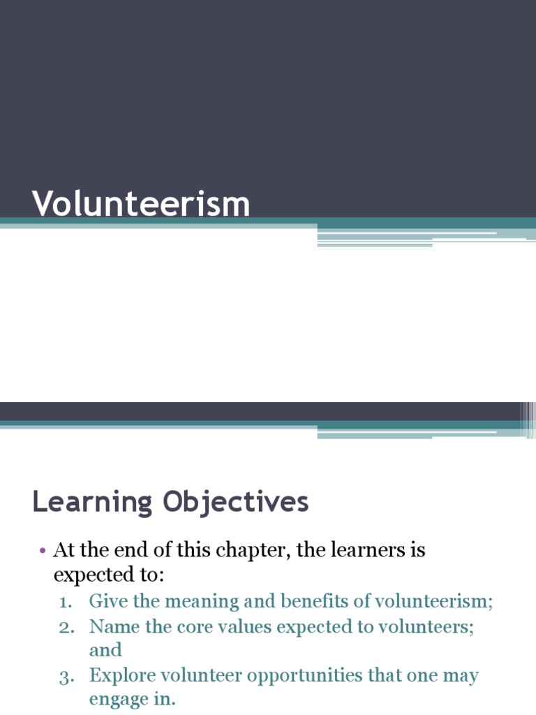 Understanding Volunteerism and Its Benefits | PDF | Volunteering ...