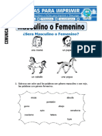 Ficha de La Masculino o Femenino para Primero de Primaria