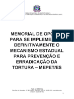 CEPET ES Memorial Com Opções para Implementação de Mecasnismo Estadual de Prevenção e Combate À Tortura 2018