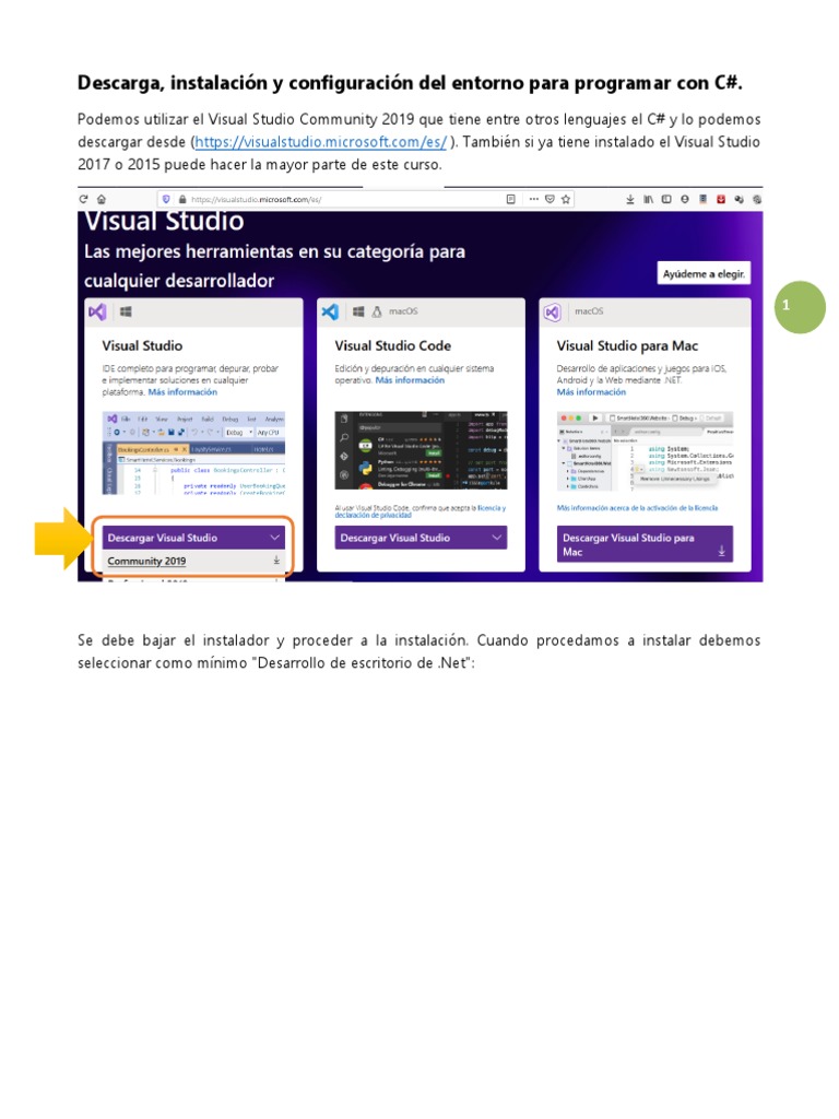 Guía para descargar e instalar Visual Studio 2019 | PDF | Microsoft ...