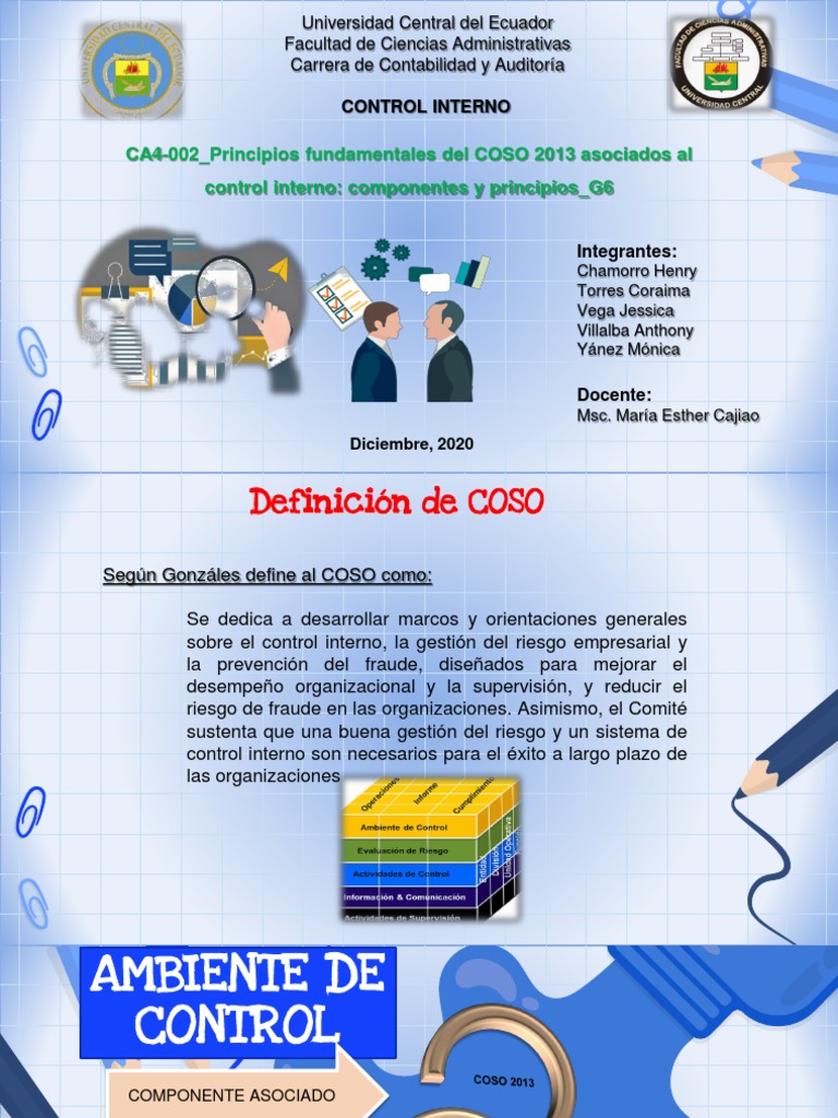 Principios COSO 2013 en Control Interno | PDF | Sistema de informacion ...
