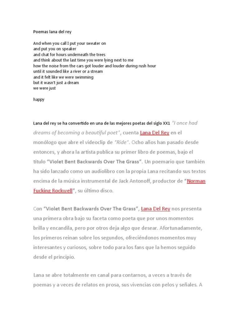 Poemas Lana Del Rey | PDF