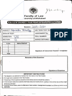 B.A. Ll.B. (Hons.) Five Year Integrated Course: sUBJECT:toration "Leckroloay. Roll Number 10