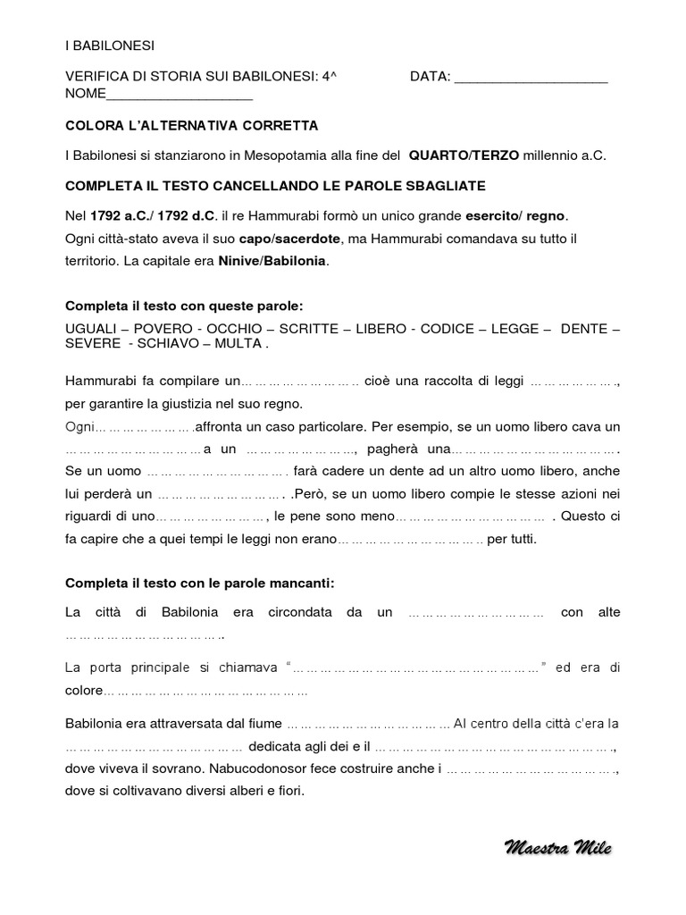 Verifica Babilonesi | PDF