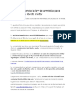 Entra en Vigencia La Ley de Amnistía para Personas Sin Libreta Militar