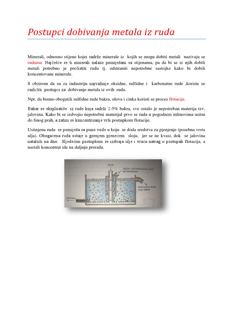 Postupci Dobivanja Metala Iz Ruda | PDF