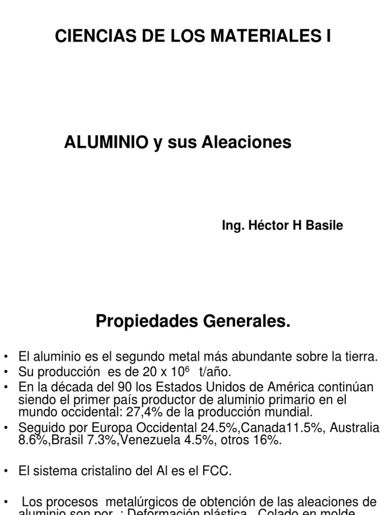 Aluminio y Sus Aleaciones | Descargar gratis PDF | Tratamiento a base ...