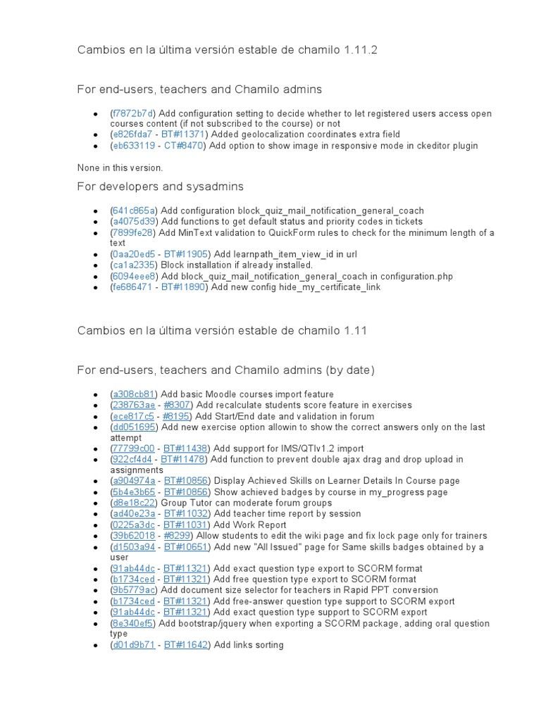 Cambios Las Versiones Actualizadas de Chamilo PDF Forum