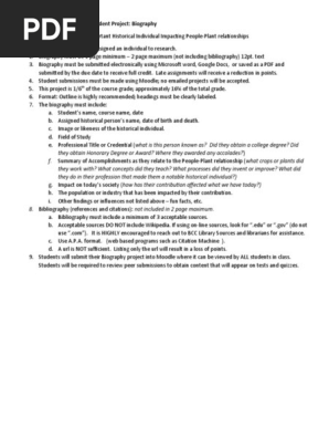 Biography project directions