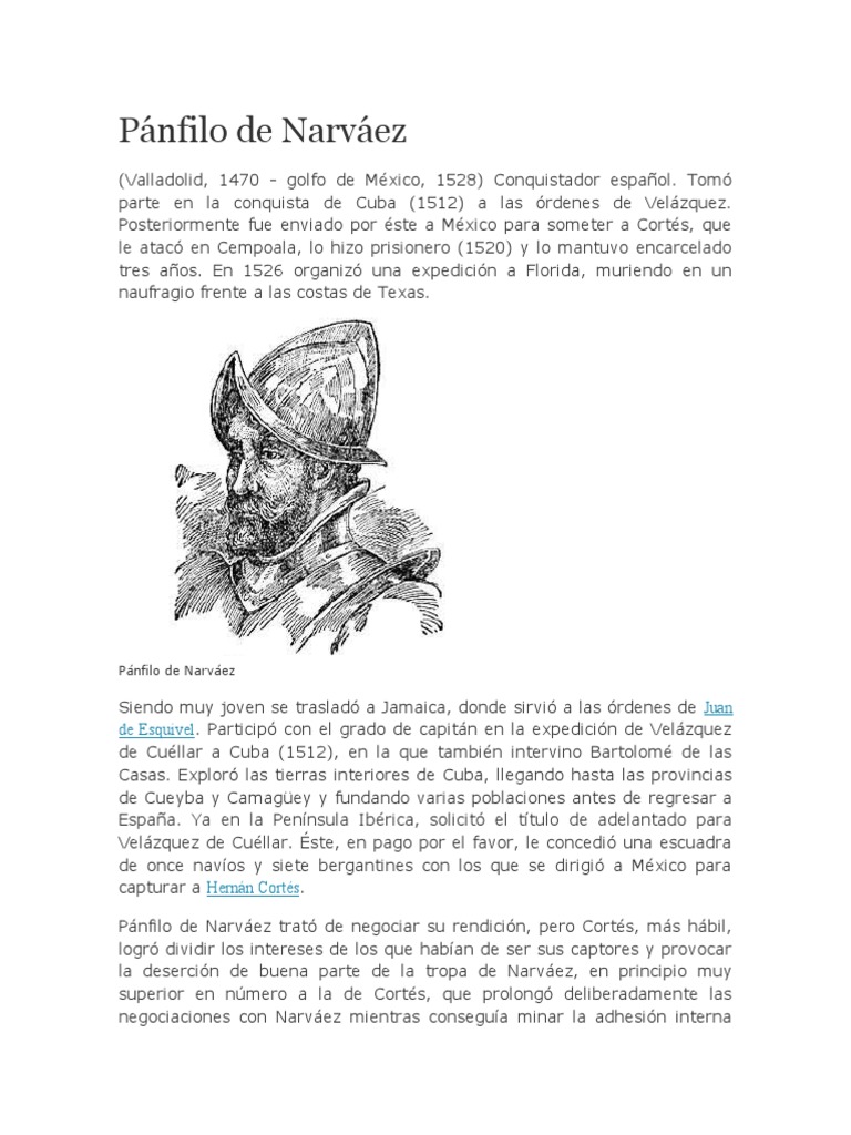 Biografía de Pánfilo de Narváez | PDF | Hernán Cortés | Militares de españa
