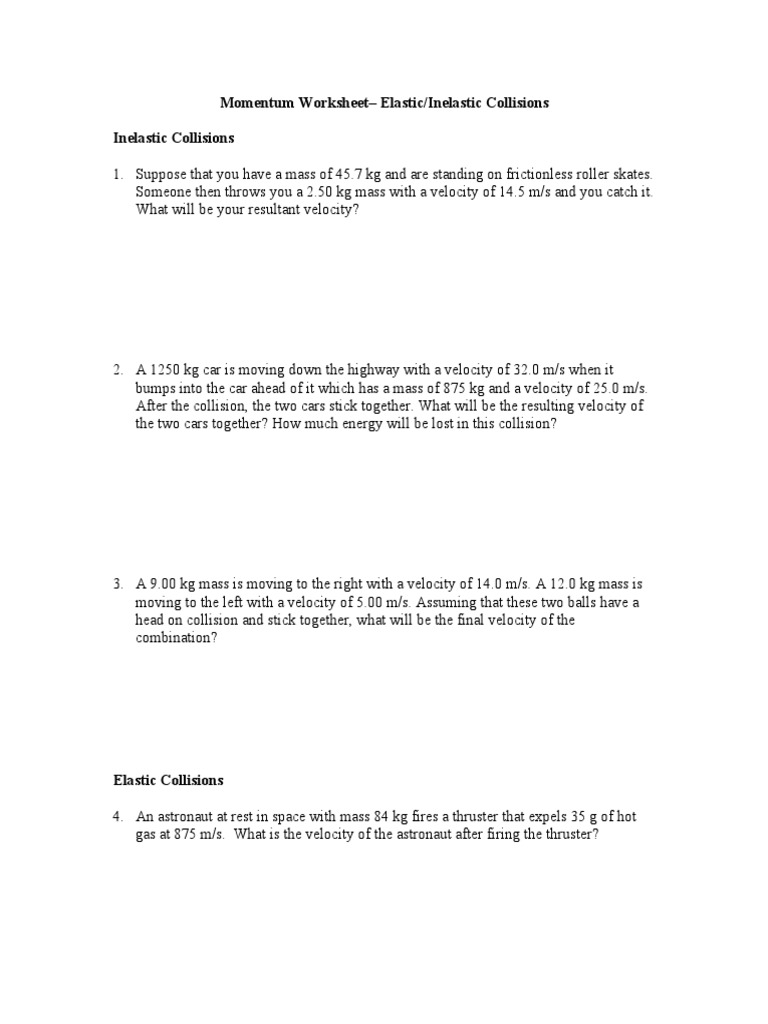 Elastic Inelastic Collisions | PDF | Collision | Rocket