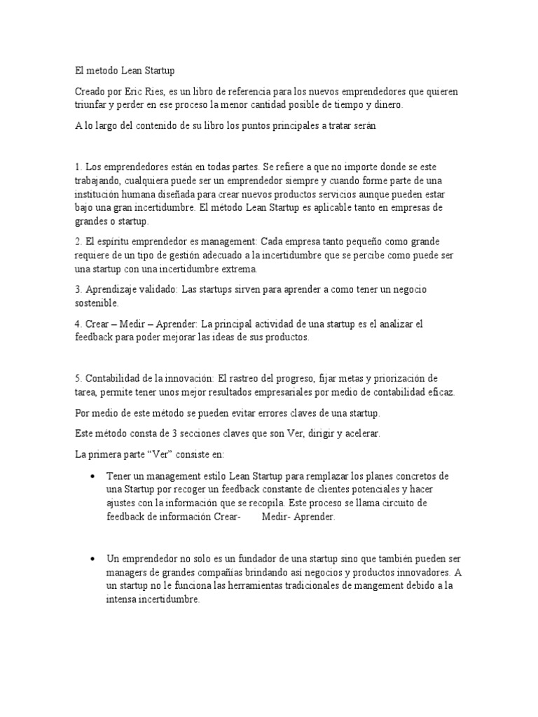 El Método Lean Startup: Guía Práctica | PDF | Lean Startup | Empresa de ...