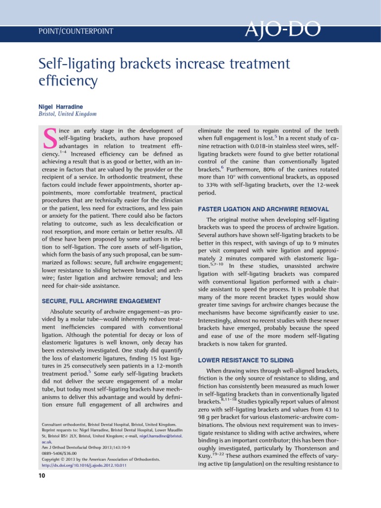 Self-Ligating Brackets Increase Treatment Efficiency - Point | PDF ...