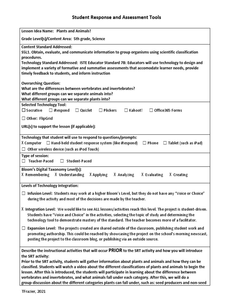 m07 Student Response Tools Lesson Idea Template 1 | PDF | Educational ...