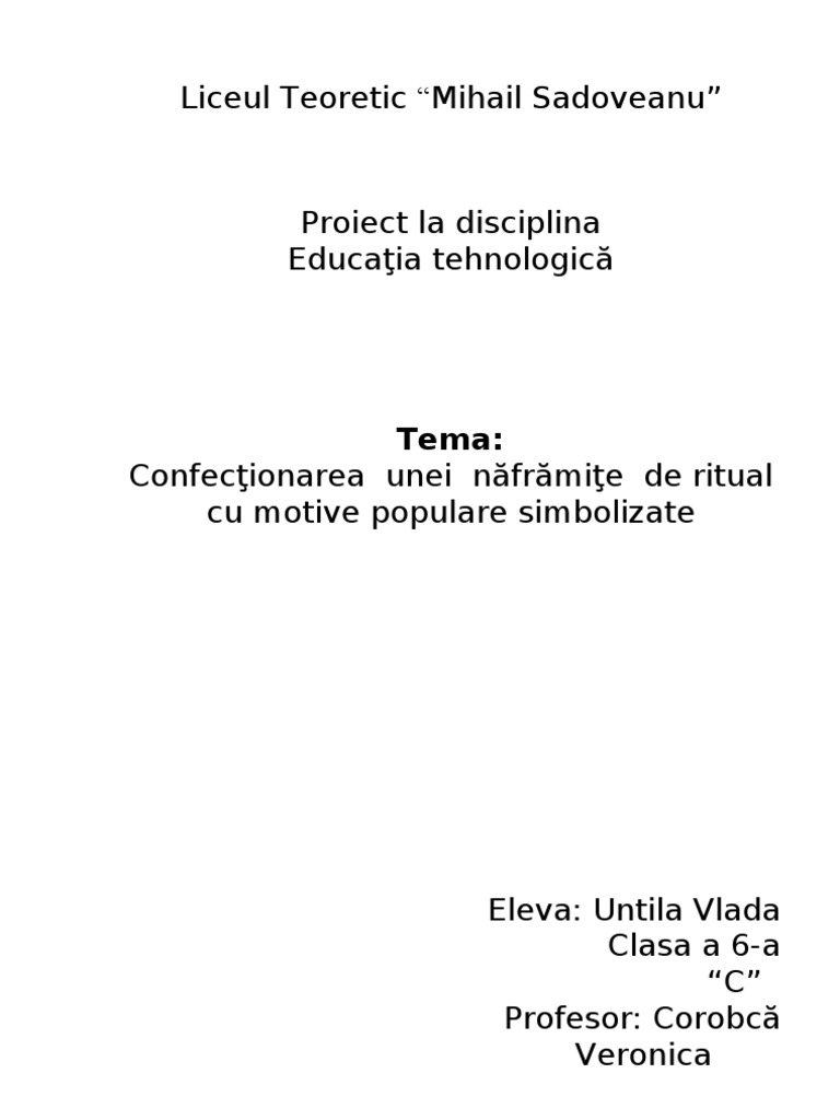 Proiect La Tehnologica