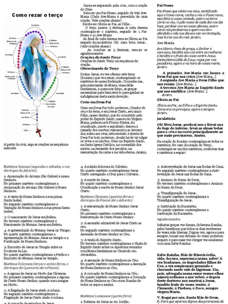 Como Rezar o Terço | Download grátis PDF | Rosário | Oração