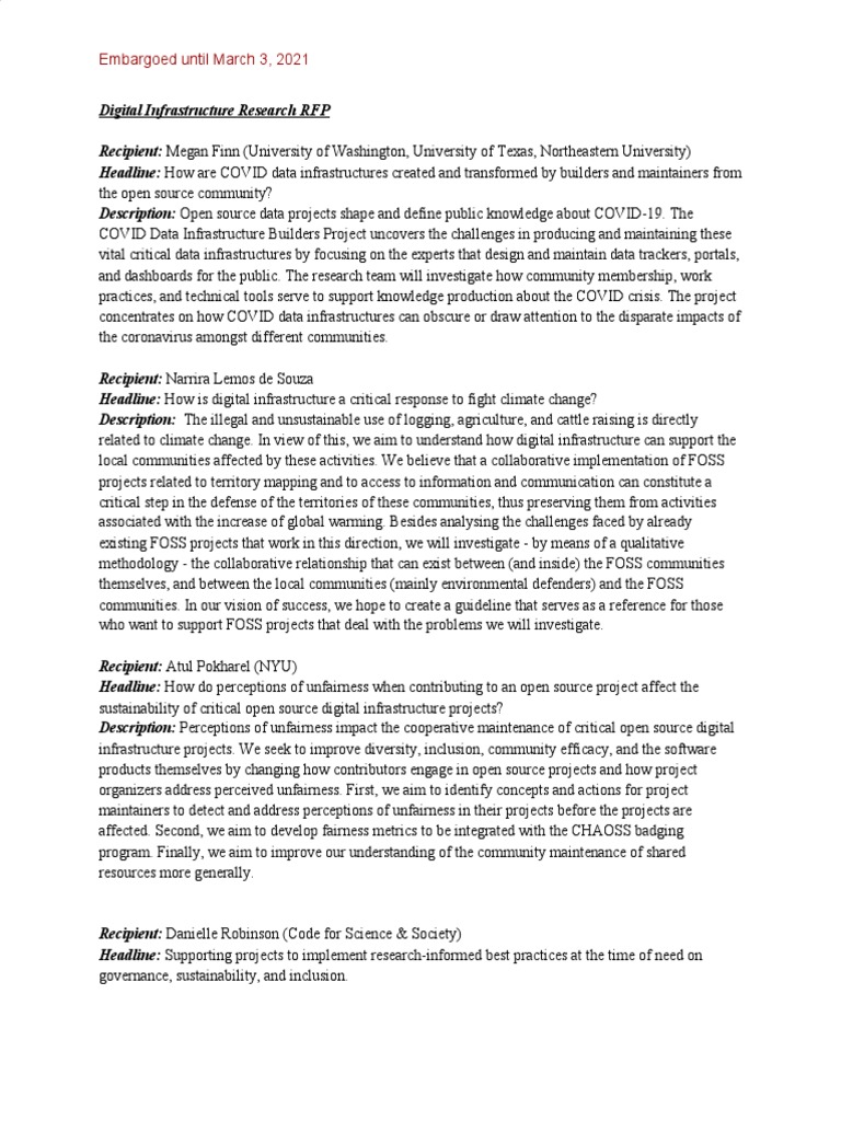 Digital Infrastructure Research RFP Abstracts PDF Governance