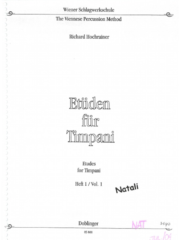Etudes For Timpani Vol. 1 by Richard Hochrainer PDF