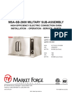 Msa-Sb-2600 Military Sub-Assembly: High Efficiency Electric Convection Oven Installation - Operation - Service - Parts