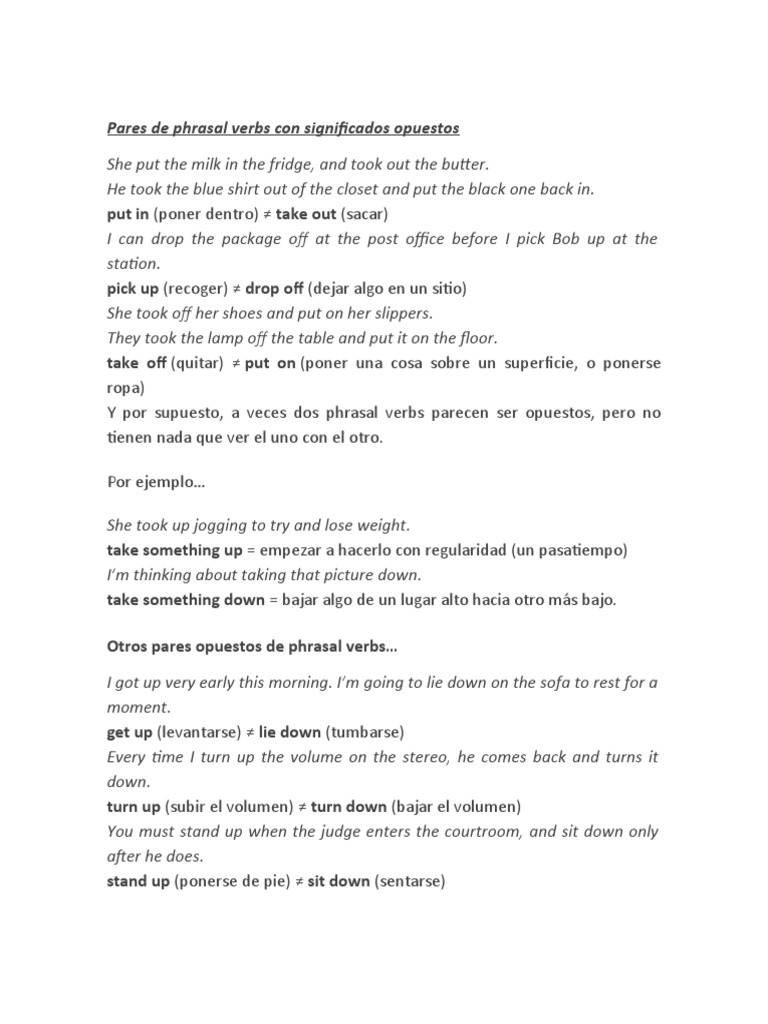 Phrasal Verbs | PDF | Relaciones sintácticas | Unidades Semánticas