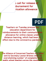 Teachers Call For Release of Reimbursement For Communication Allowance