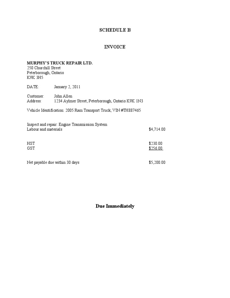 Invoice for Engine Repair Services | PDF | Finance & Money Management