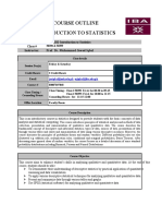 Course Outline Introduction To Statistics: Class: BBA Course: MTS 102-Class # Instructor: Prof. Dr. Muhammad Jawed Iqbal