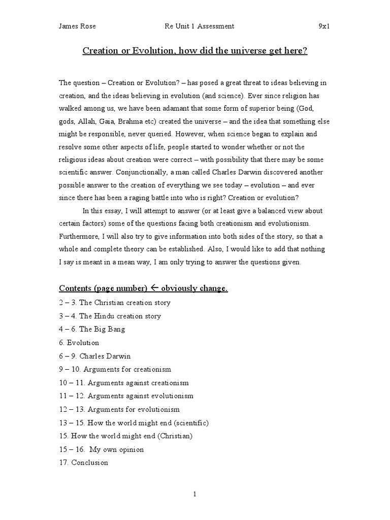 Creation vs. Evolution Debate Analysis | PDF | Creationism | Genesis ...