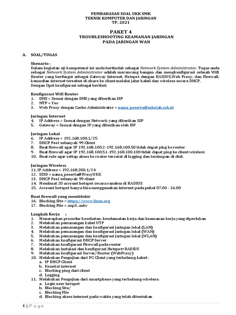 Pembahasan Soal Ukk Tkj 2021 Pdf