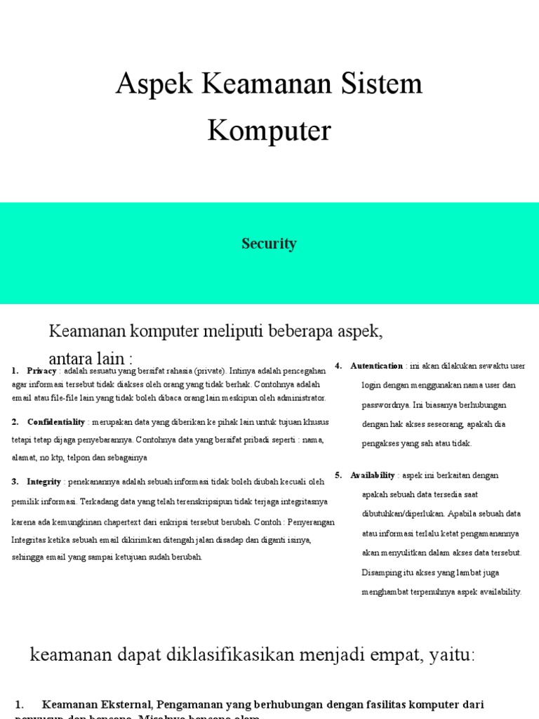 Aspek Keamanan Sistem Komputer | PDF