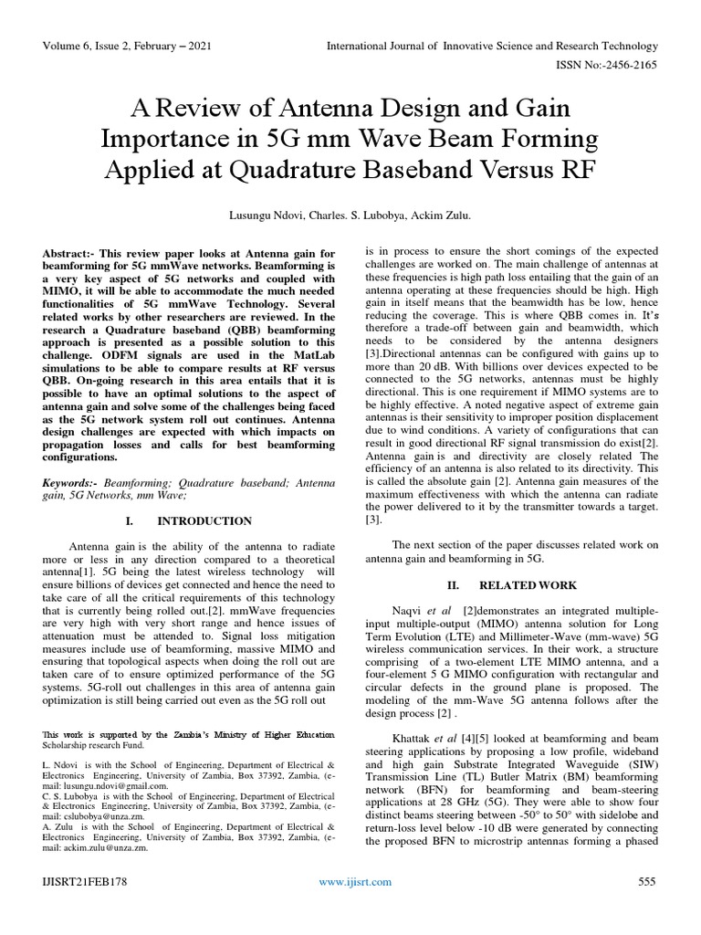 A Review of Antenna Design and Gain Importance in 5G MM Wave Beam ...